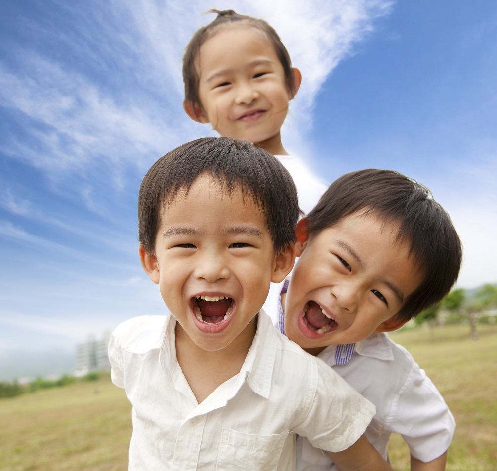 Portrait of happy kids outdoor